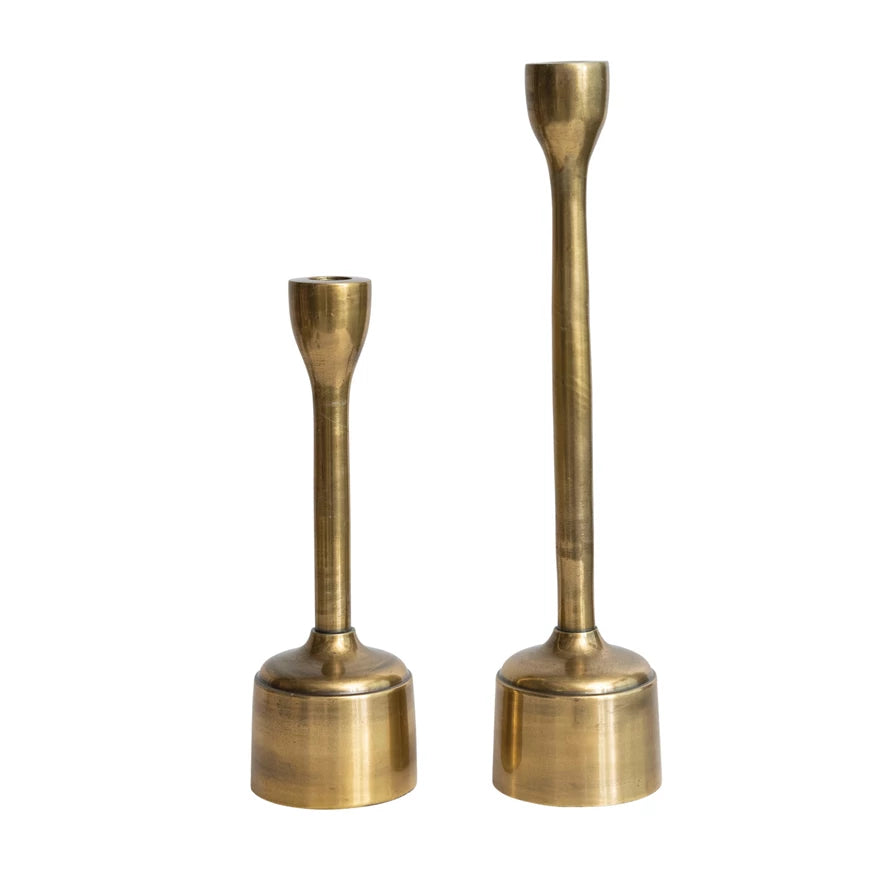 Cast Aluminum Taper Holders Antique Brass