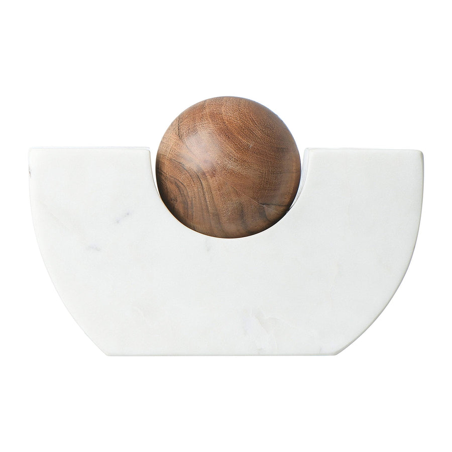 Marble Taper Holder w/ Wood Ball