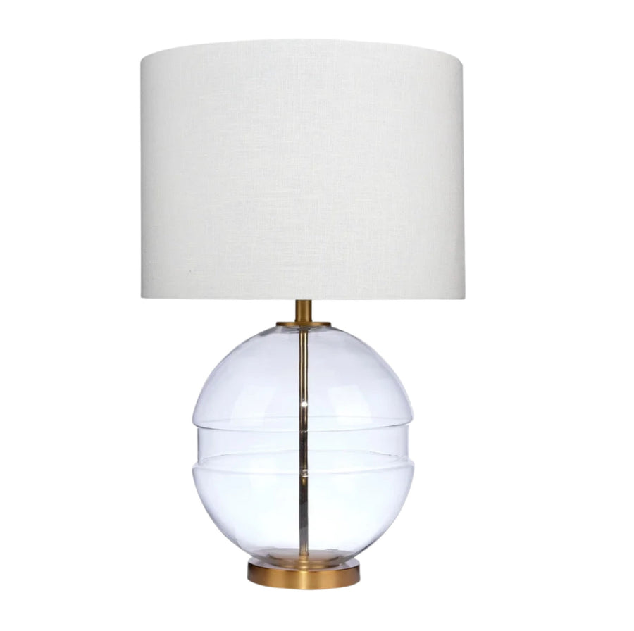Satellite Clear & Antique Brass Table Lamp