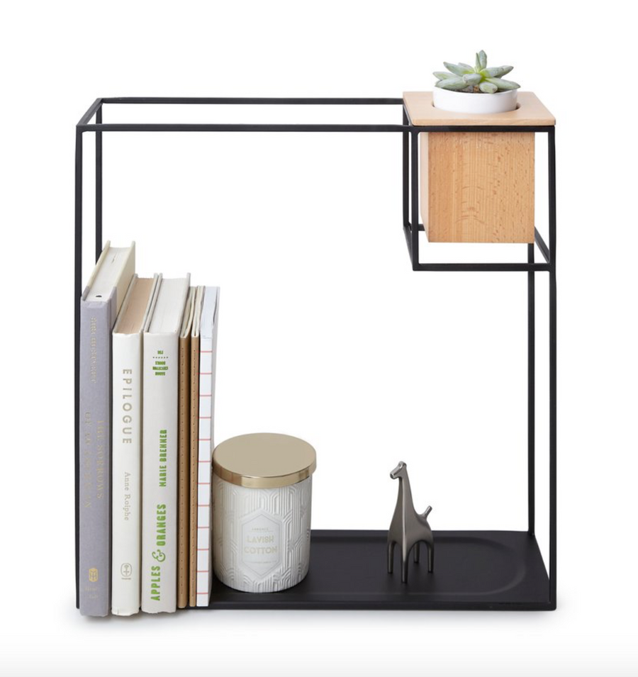 Wall Shelf Display with Wood Cube
