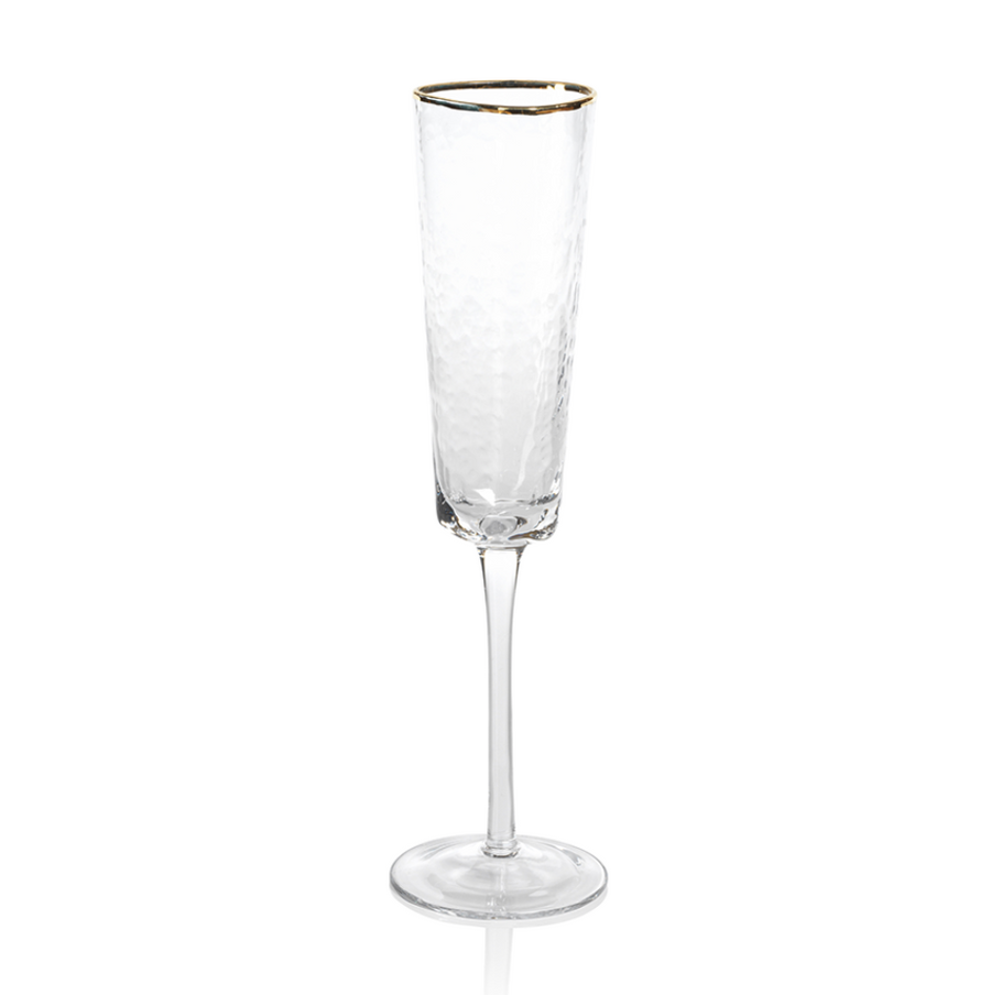 Aperitivo Triangular Champagne Flute w/ Gold Rim