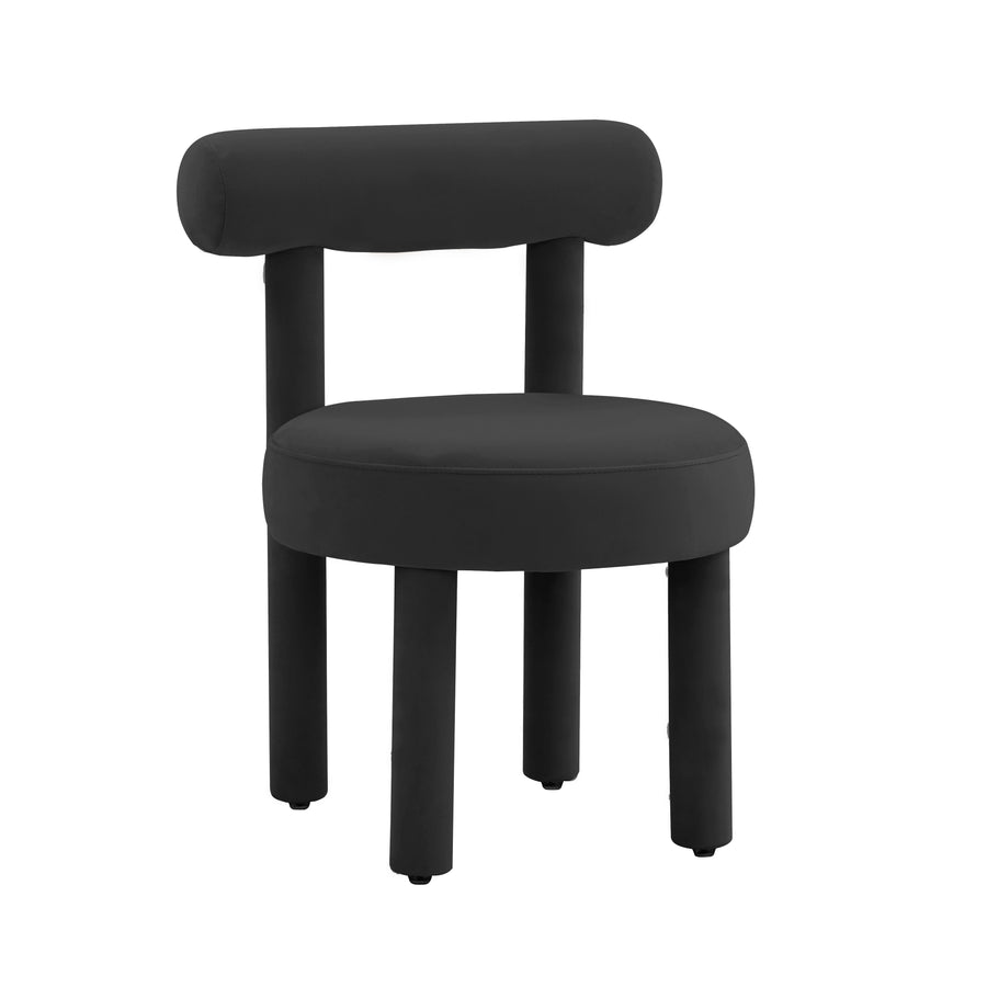 Carmel Black Velvet Chair with Rolled Bar Back