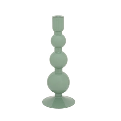 Desert Sage Green Recycled Glass Bubbles Candle Holder