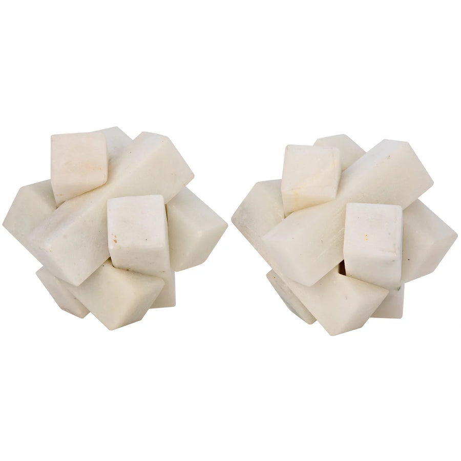 White Marble Cube Puzzle Object