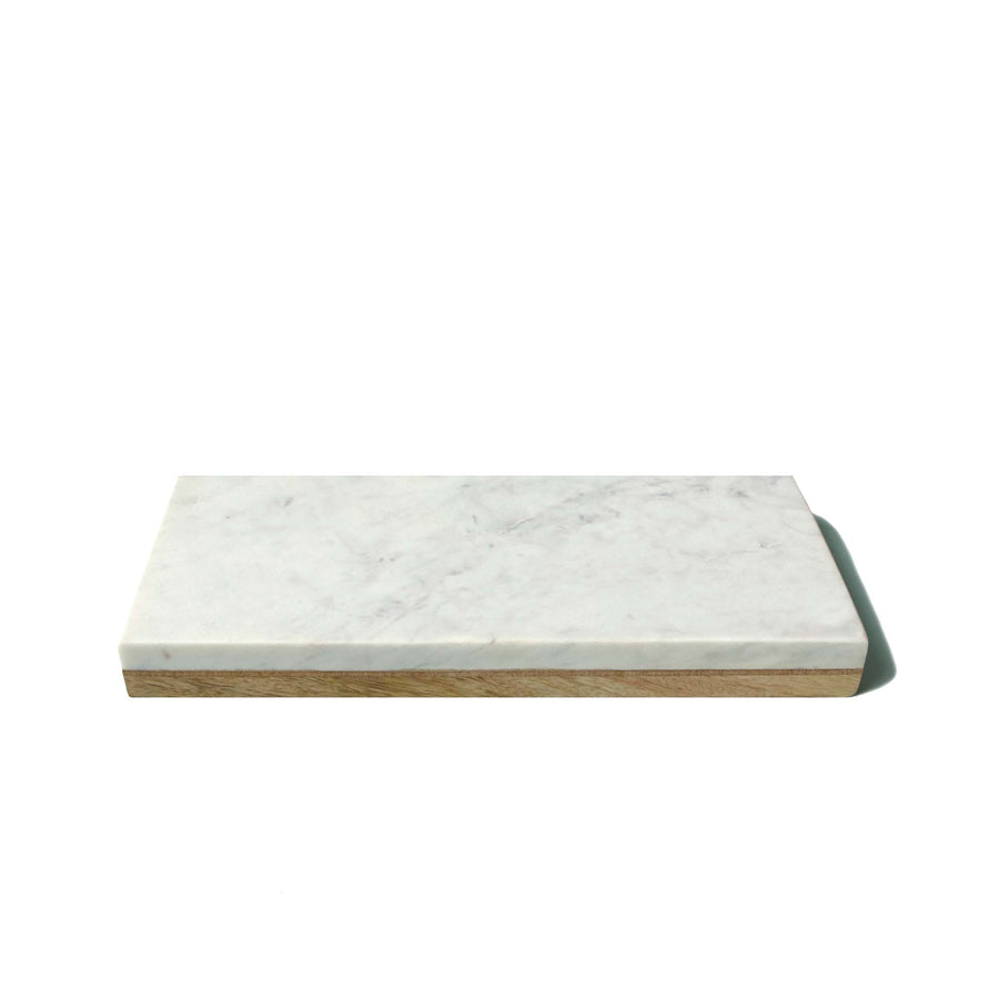 White Marble & Wood Reversible Rectangular Board Large