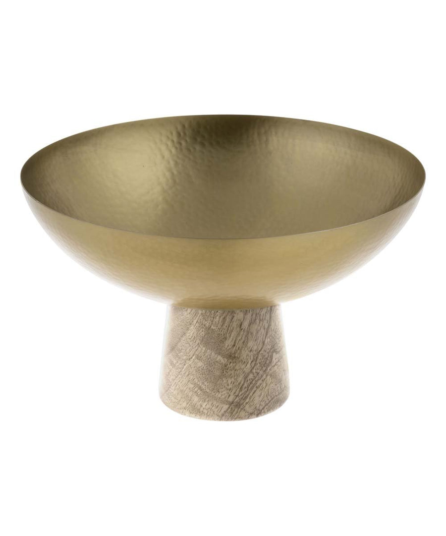 Sierra Brass/Wood Footed Bowl Large