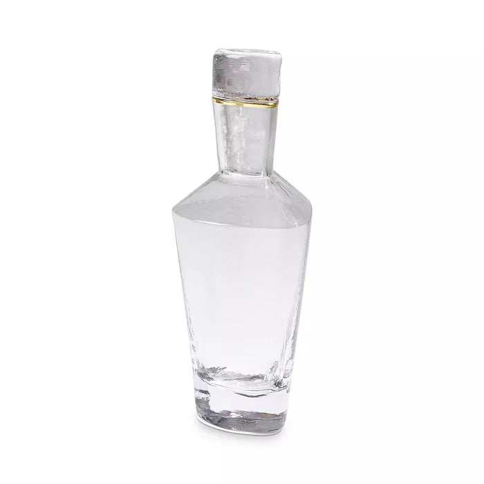 Hammered Decanter Clear w/Gold Rim