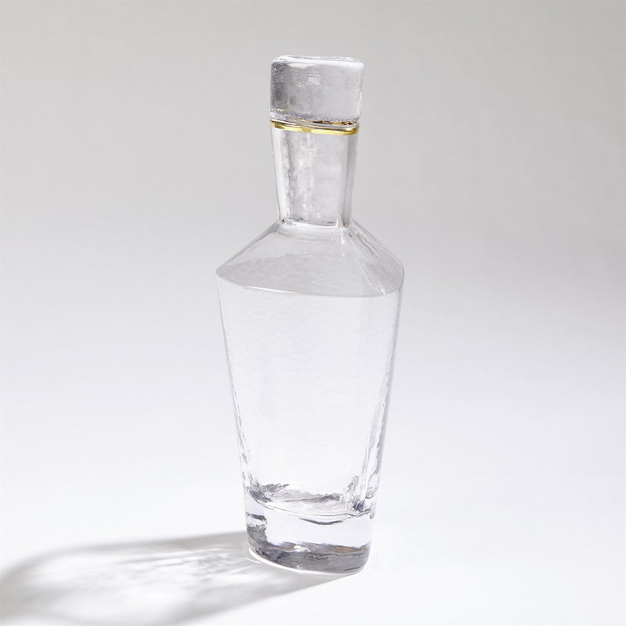 Hammered Decanter Clear w/Gold Rim