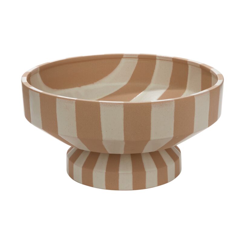Botera Footed Bowl Tan/White Stripe