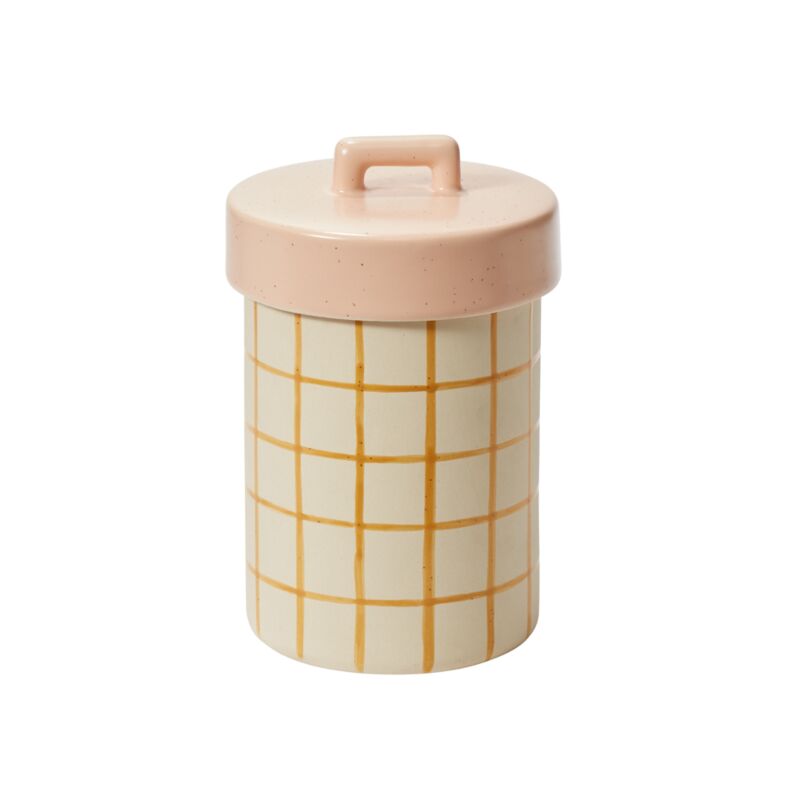 Margot Canister Pink Plaid 9.25