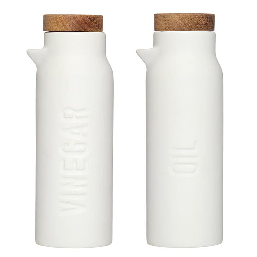 Matte White Ceramic Oil & Vinegar Bottles
