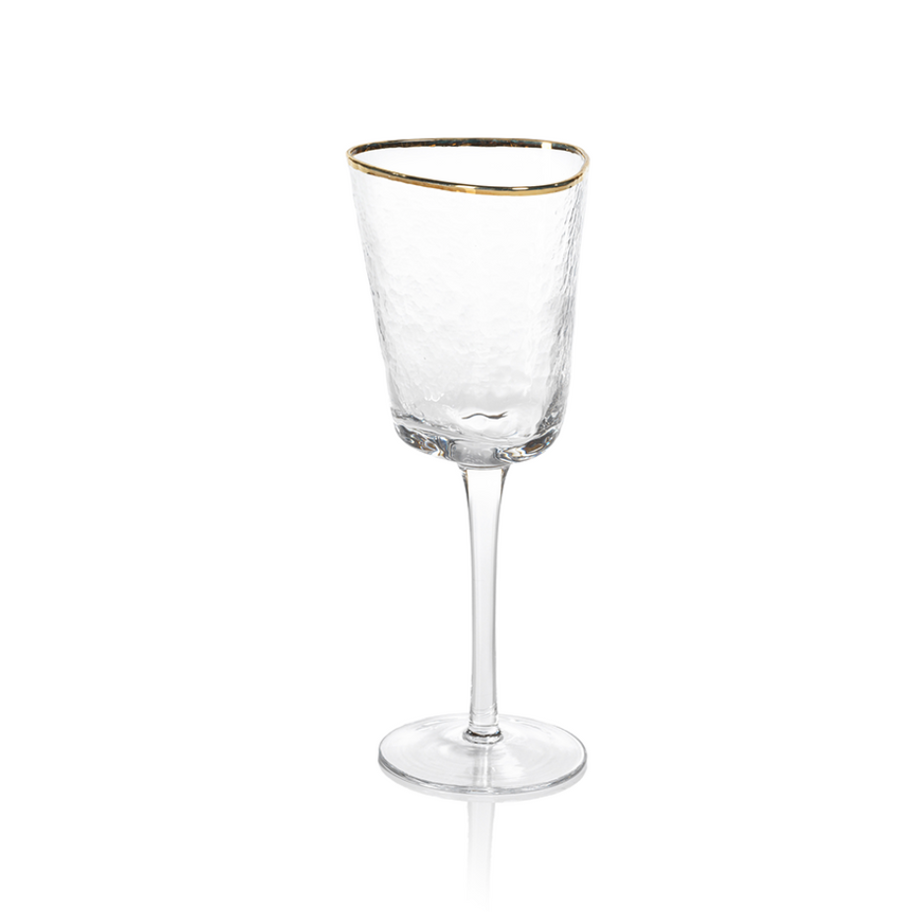 Aperitivo Triangular Wine Glass w/ Gold Rim (Set of 4)