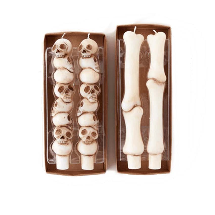 Stacked Skulls/Bone Taper Candle Boxed Set