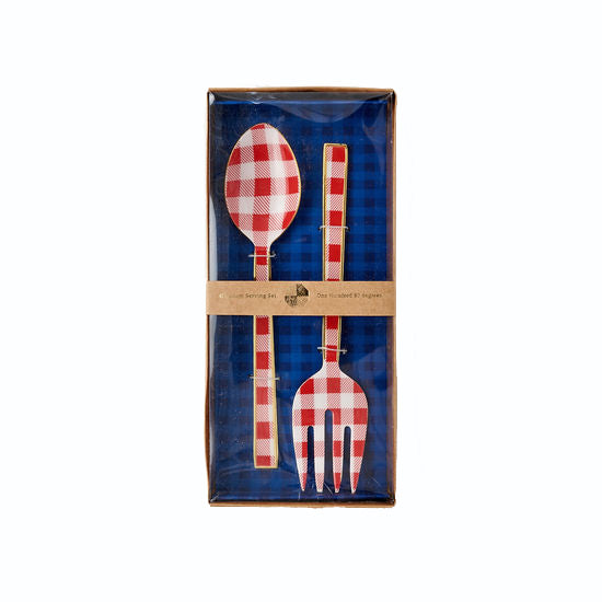 Red Gingham Serving Set Stainless Steel