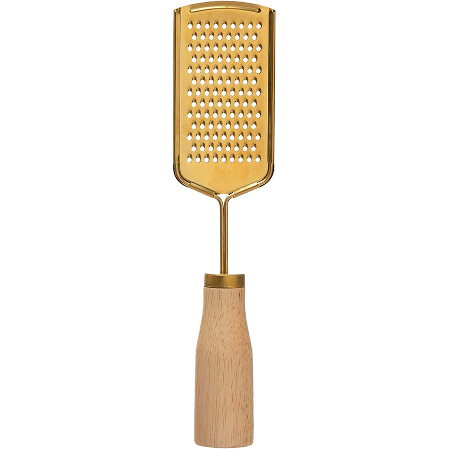 Gold Stainless Steel Grater w/ Rubberwood Handle