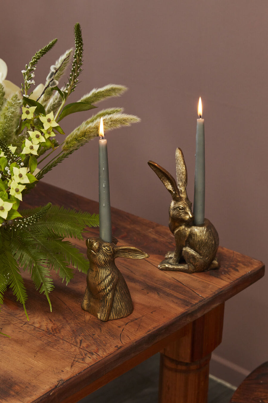 Halcyon Hare Candle Holder 9"