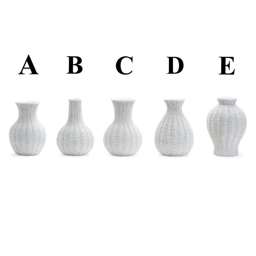 White Basket Weave Pattern Vase Asst/5
