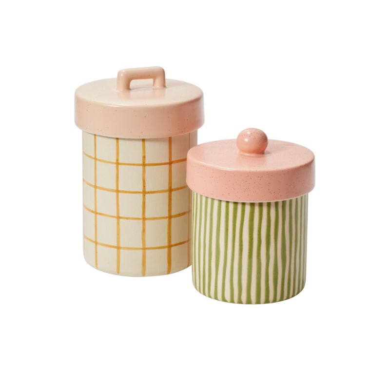Margot Canister Pink Plaid 9.25