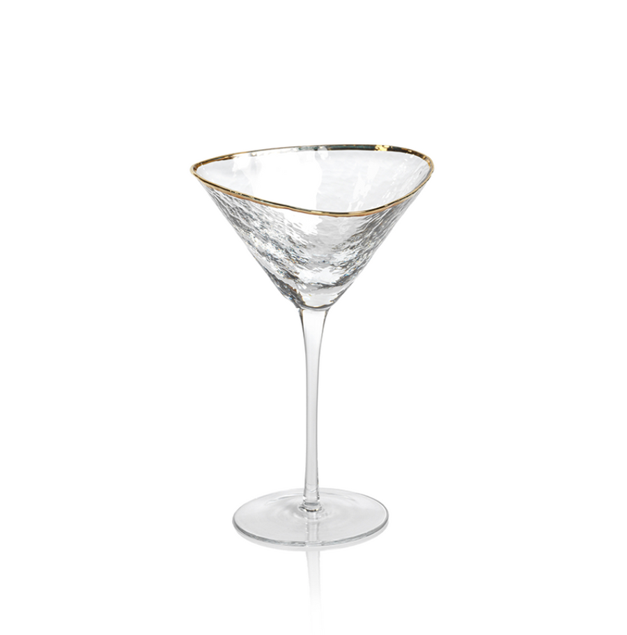Aperitivo Triangular Martini Glass w/ Gold Rim