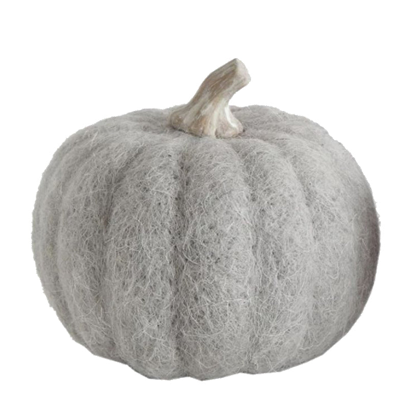 Small Wool Pumpkin Figurine Beige/Grey