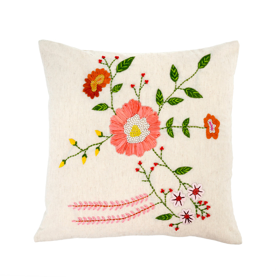 Flora Bouquet Embroidered Pillow