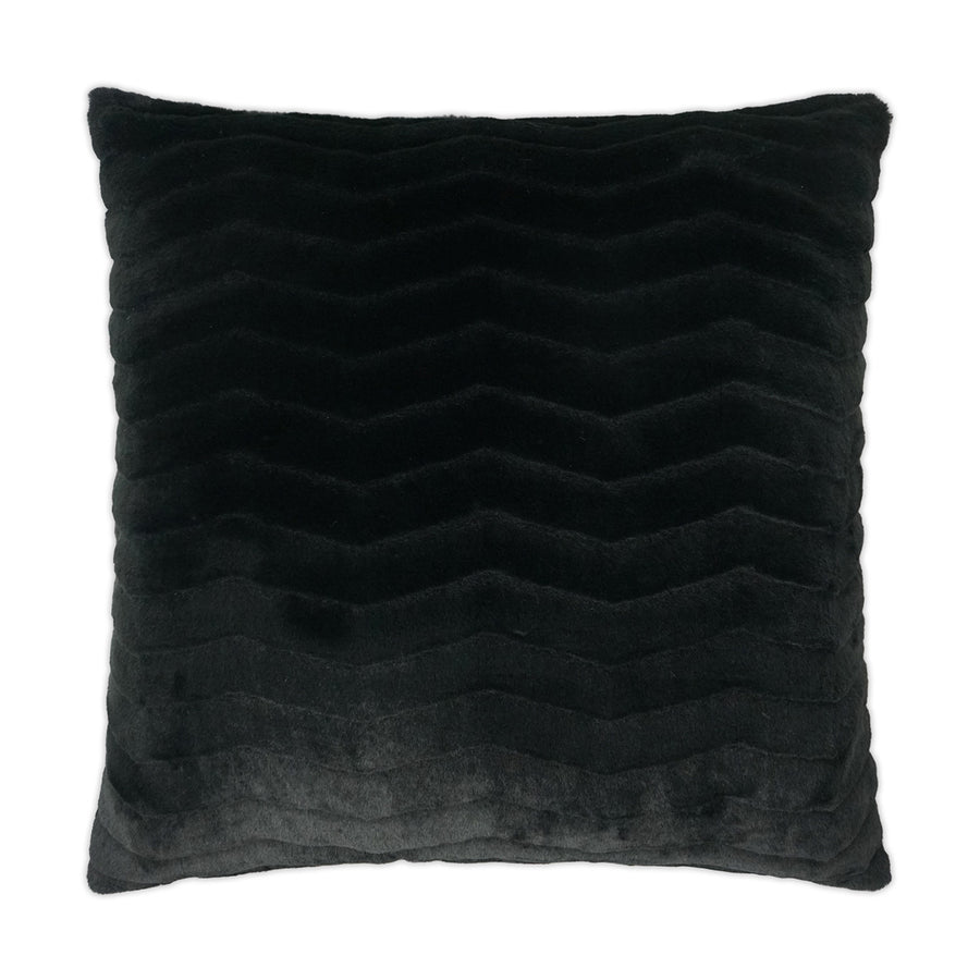 Lush Chevron Black Faux Fur Square Pillow