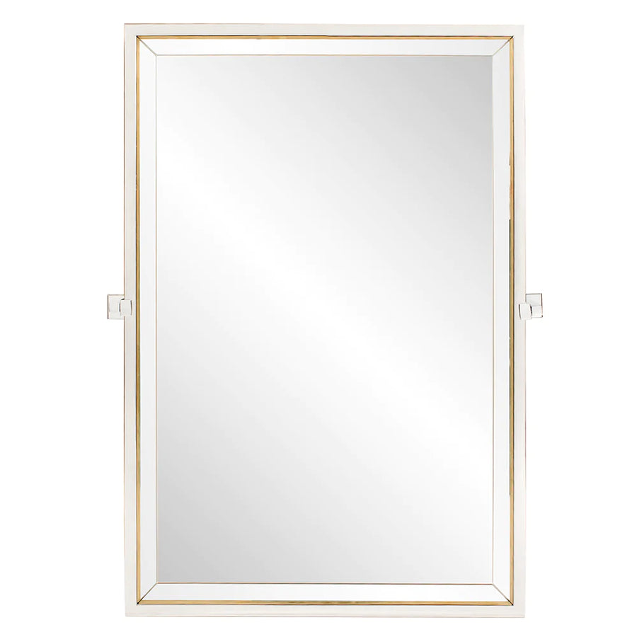 Axel Rectangle Stainless Steel Frame Mirror w/ Gold Trim