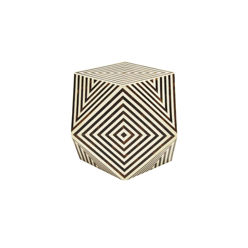Geo Brown and White Bone Side Table