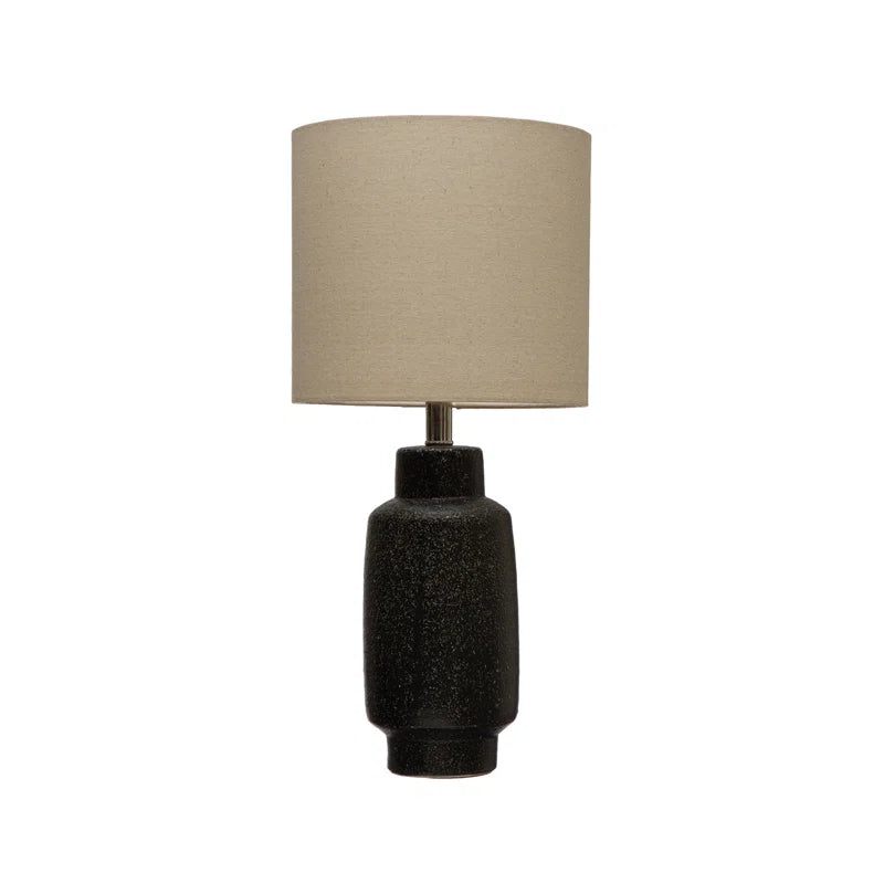 Terra Cotta Table Lamp w/White Boucle Fabric Shade