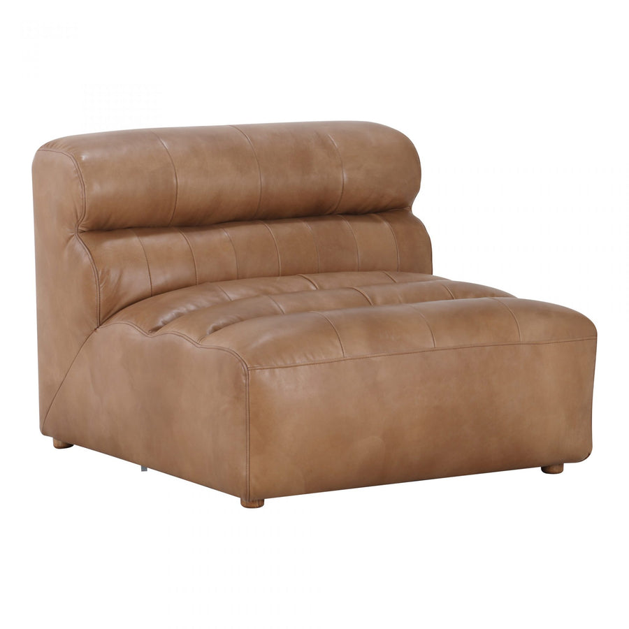 Ramsay Tan Leather Slipper Chair (36" W x 41" D x 28.5" H Seat 12.2")