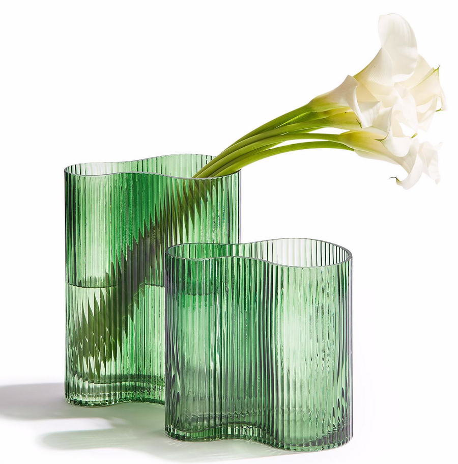 Organic Asymmetrical Green Vases