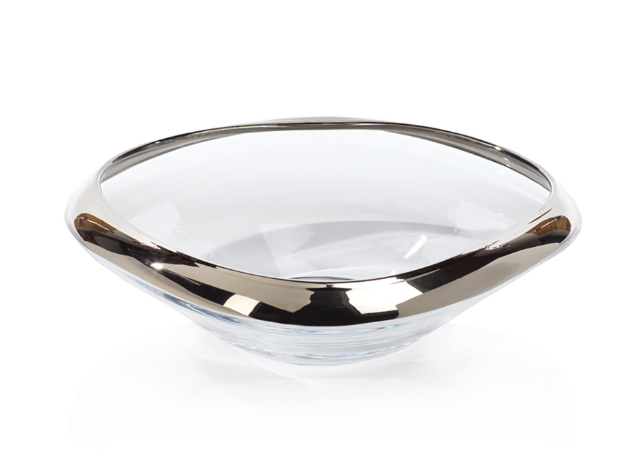 Mimar Glass Wave Fruit Bowl w/ platinum rim