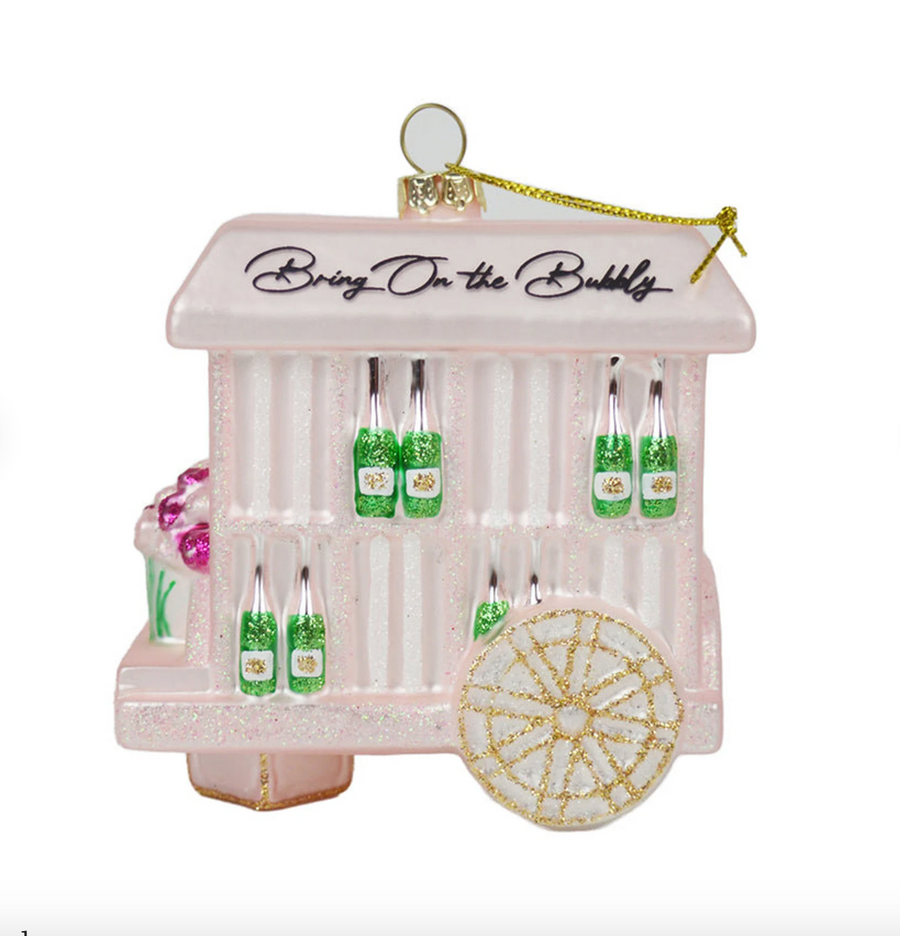 Bubbly Cart Glass Ornament