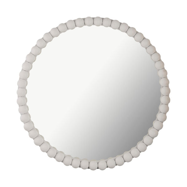 Baria White Wooden Ball Mirror