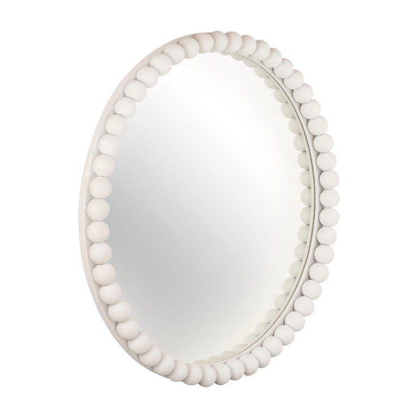 Baria White Wooden Ball Mirror