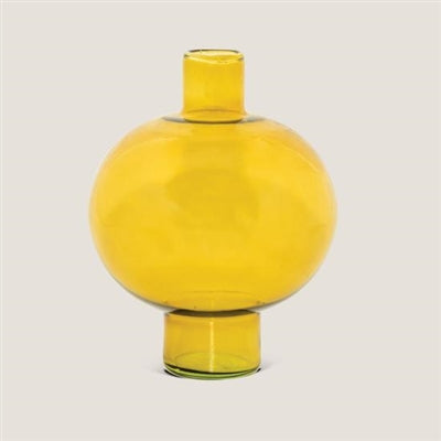 Amber Green Recycled Glass Round Vase