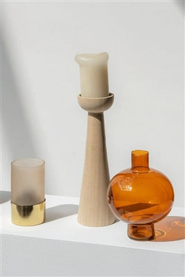 Golden Oak Recycled Glass Round Vase