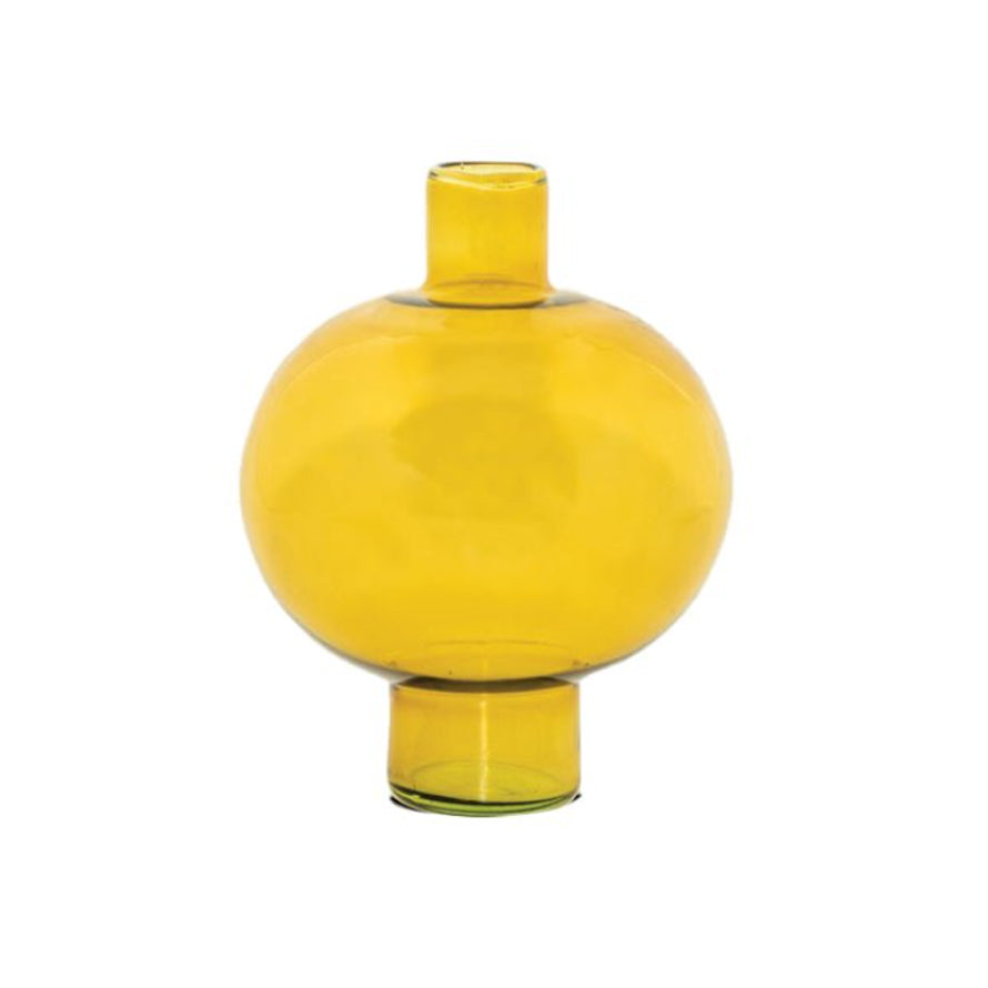 Amber Green Recycled Glass Round Vase