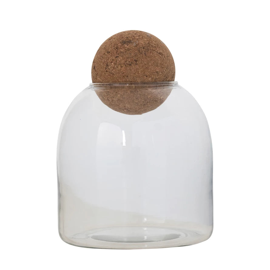 Short Cork Ball Lid Glass Jar