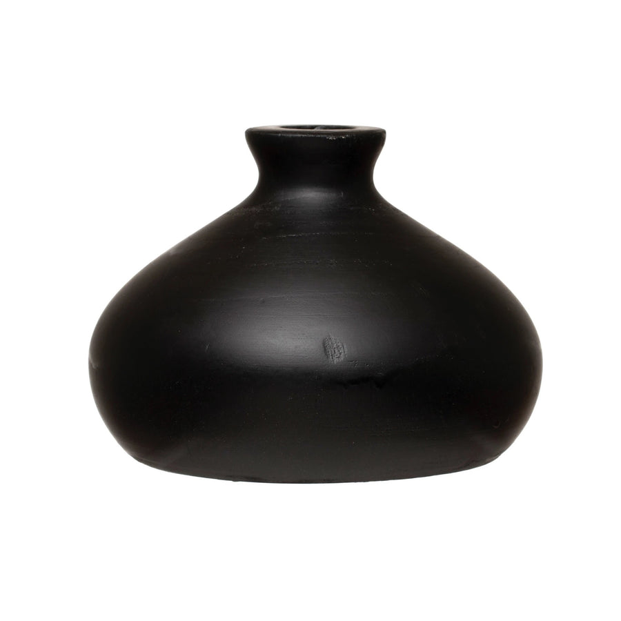 Decorative Paulownia Wood Vase Black