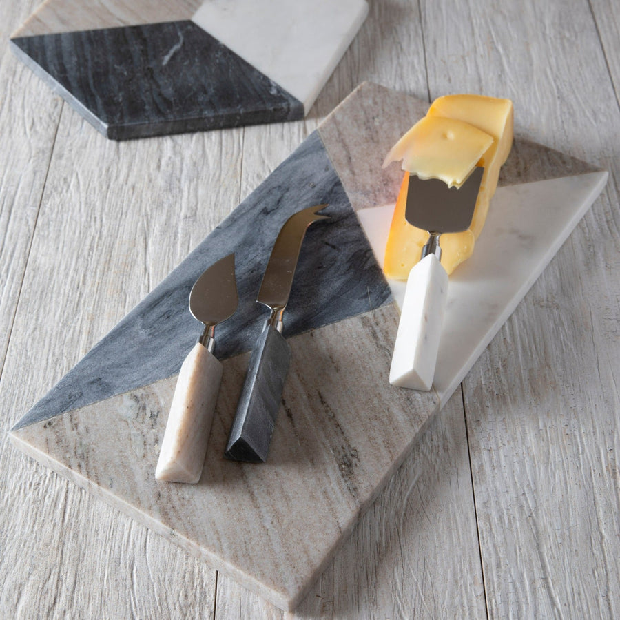 Geometric Marble Triangular Cheese Set