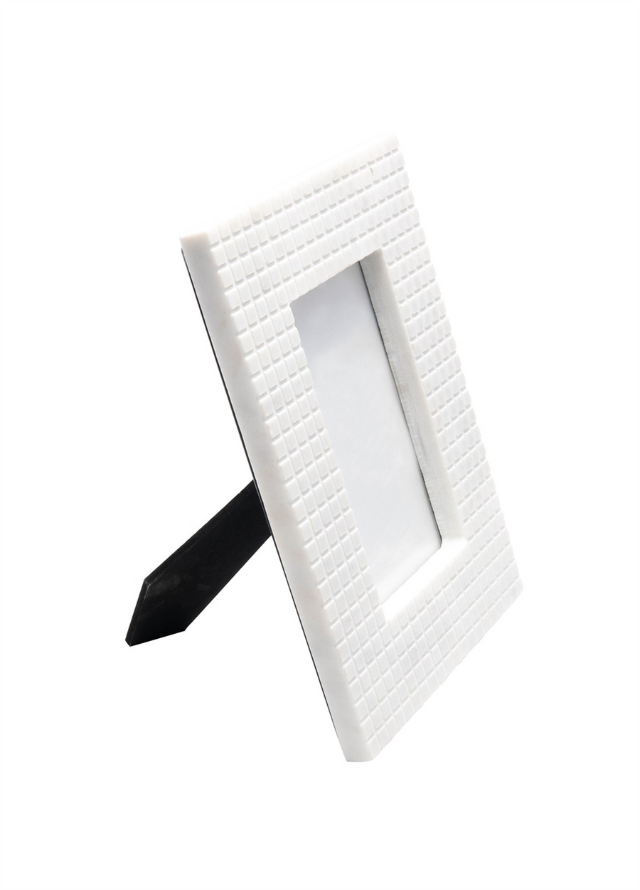 White Marble Checkered Picture Frames