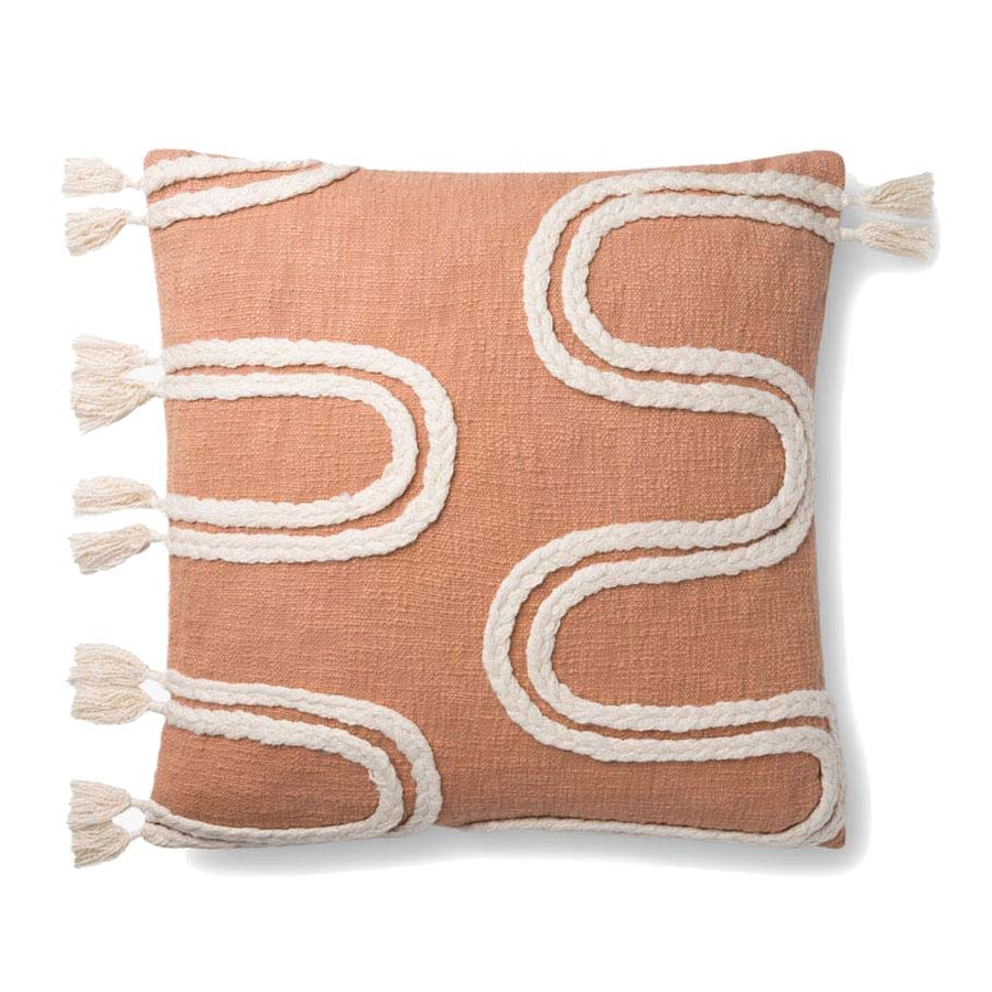 Salmon and Natural Zig Zag Pillow