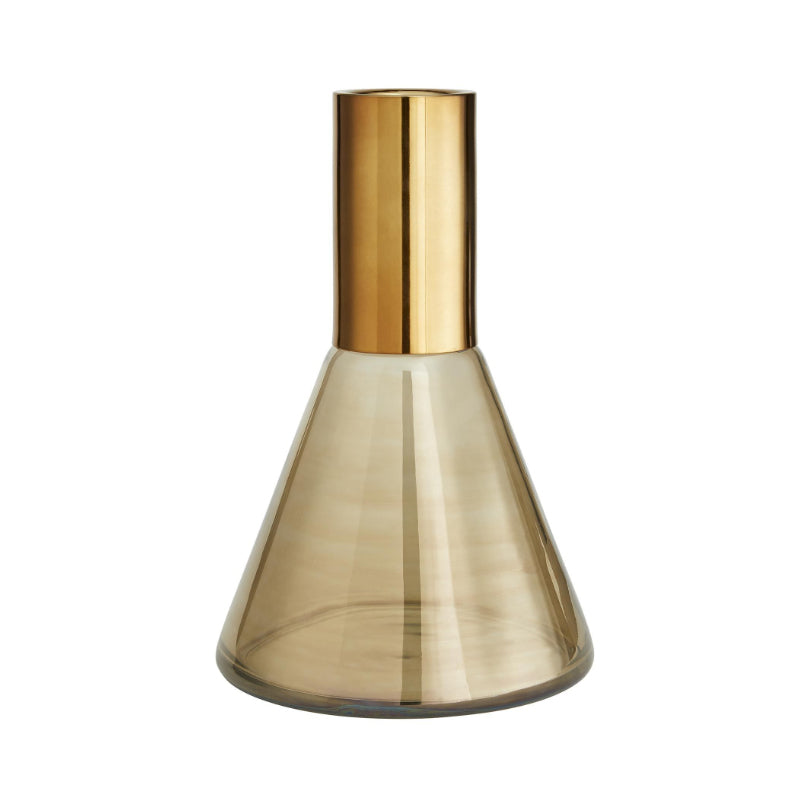 Union Vase Smoke Glass/Gold Medium
