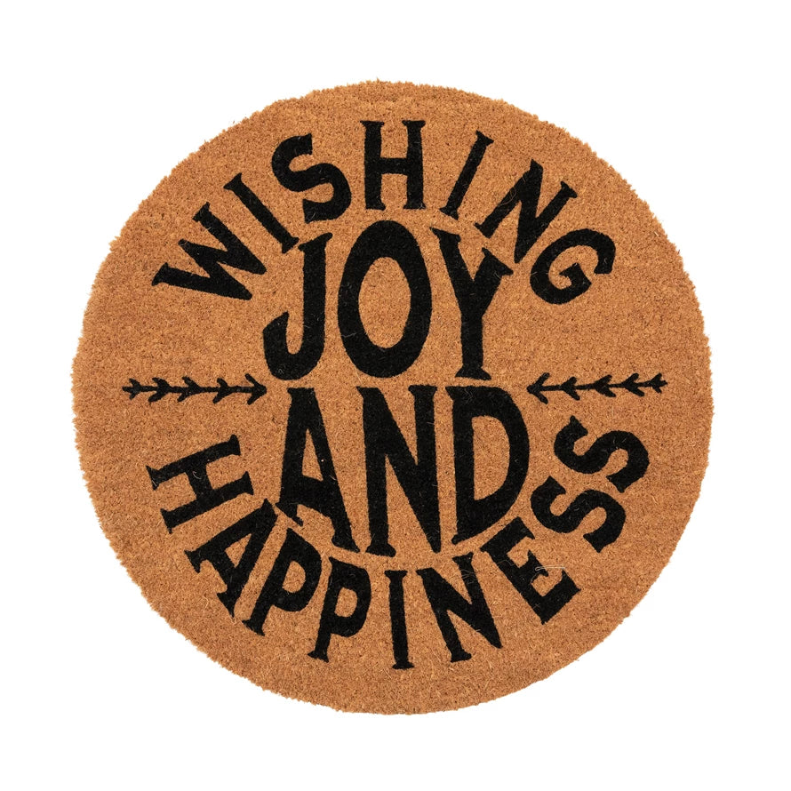 Wishing Joy and Happiness Round Doormat