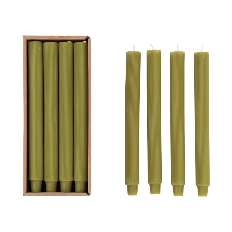 10" Pleated Taper Candles in Box Eucalyptus