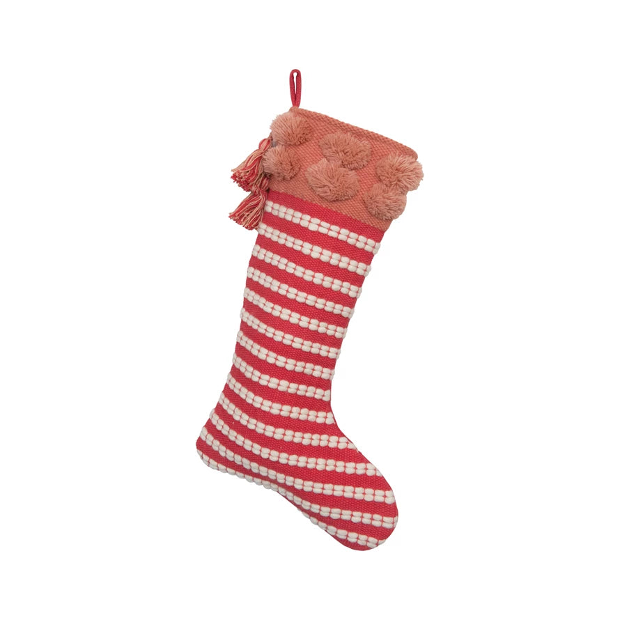 Red & White Striped Stocking w/ Tassel