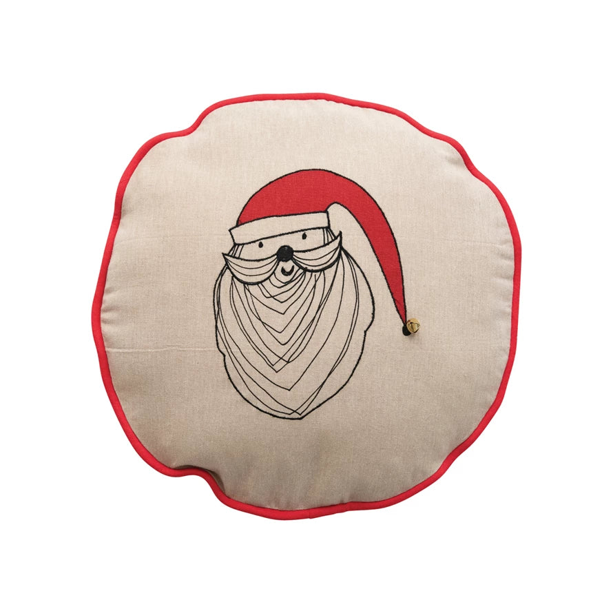 16" Round Tan Chambray Santa Claus Pillow